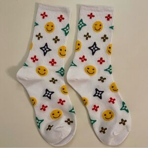 Brand New | Monogram Smiley Face Crew Socks - Colorful